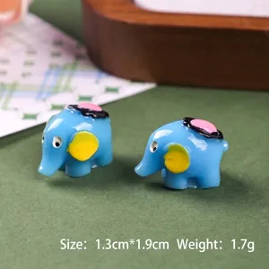 Nahaufnahme von Mini-Blau-Elefantenfiguren aus Harz für die Mikro-Landschaftsdekoration
