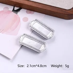 Miniature silver rectangular tray for dollhouse DIY projects and crafts