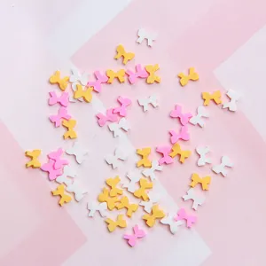 Fimo Mini-Schleifen-Streusel in Rosa Weiß Gelb für Schleim- und Bastelarbeiten