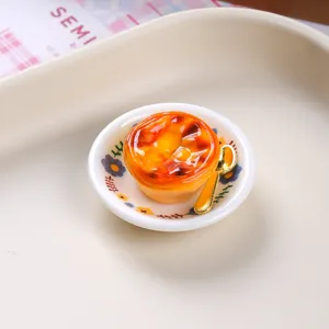 Detailed close-up showing a realistic resin miniature egg tart for dollhouse kitchen
