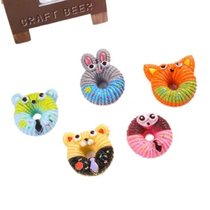 Set of cute cartoon animal donut resin miniatures for DIY hair accessories and shoe charms