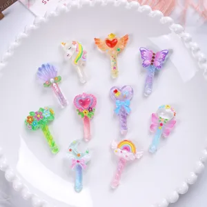 Assorted colorful resin magic wand charms for DIY phone cases and hair accessories