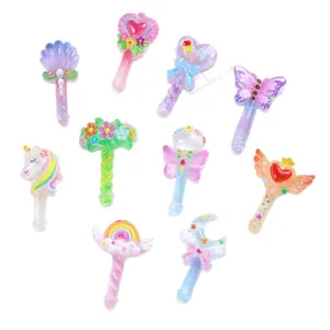 Assorted glitter pastel magic wand resin charms for DIY hair accessories and crafts.