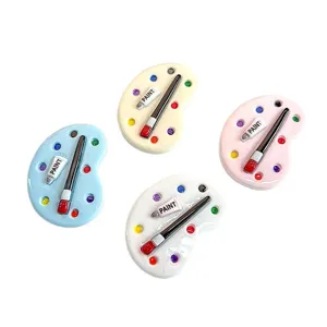 Set of colorful miniature resin artist palette charms for DIY crafts and shoe accessories