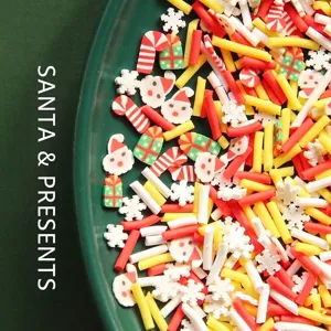Mixed Christmas polymer clay slices for DIY crafts and festive nail art
