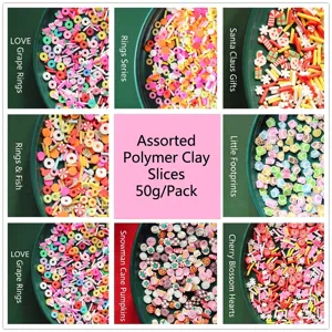 Mixed Colorful Polymer Clay Slices For DIY Nail Art Crafts Slime Filler Christmas Santa Snowflake Heart Flower Pattern Material