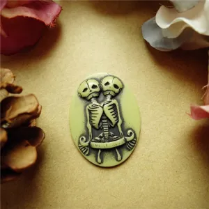 Unique two-headed skeleton resin relief pendant for DIY jewelry making and crafts.