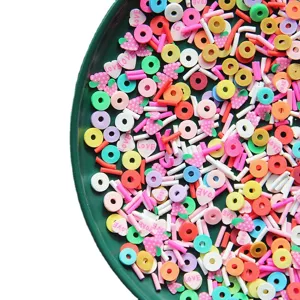 Mixed colorful polymer clay slices for DIY slime and nail art decoration
