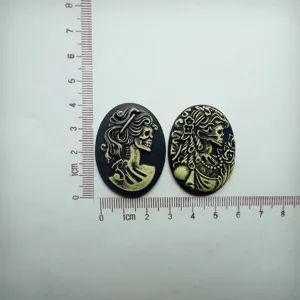 Gothic resin skull girl cameos for DIY jewelry making and unique craft projects