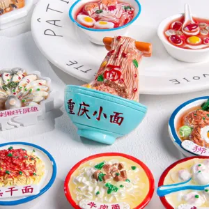 Colección de imanes de nevera 3D de comida china