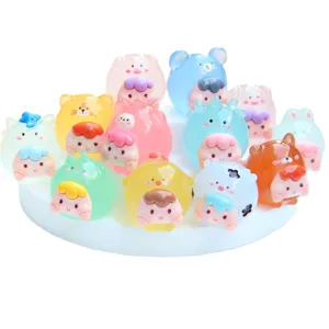 Set of 12 colorful jelly-textured luminous cartoon animal figurines for DIY crafts