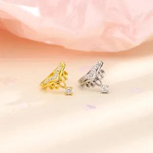 Eleganti ear cuff a forma di corona a V con zirconi brillanti in oro e argento
