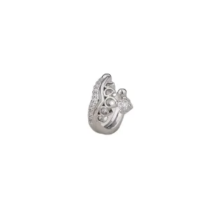 Elegante ear cuff a corona a V in argento con pietre di zirconia brillante per donna