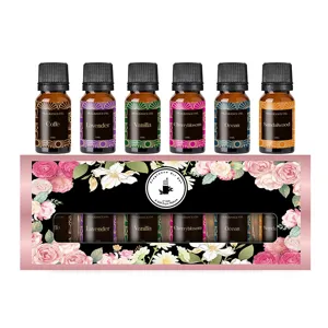 Elegante set de regalo de 6 aceites aromáticos de 10 ml con aromas florales y amaderados