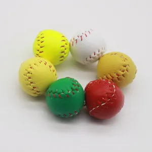 Colorful assortment of mini baseball keychains featuring realistic red stitching detail