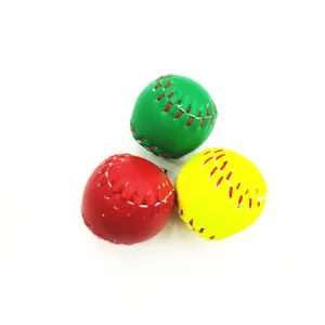 Close-up of mini colorful baseball keychains with realistic stitching details