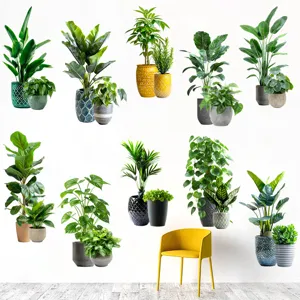 Assorted potted green plant wall stickers for modern living room decor