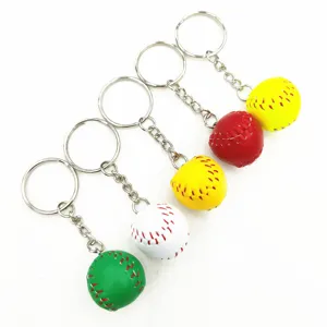 Collection of colorful 2cm mini baseball keychains featuring realistic red stitching