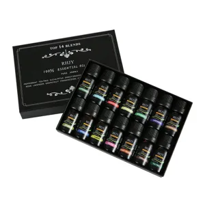 Essential oil set with 14 pure plant aromas, ideal for aromatherapy, relaxation and home use.