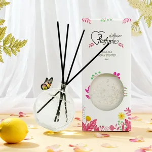 Home Fragrance Reed Diffuser Glass Bottle With Rattan Sticks And Dried Flowers Air Freshener Deodorizer For Bedroom Living Room