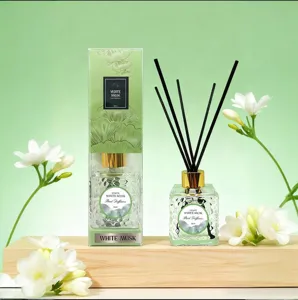 Reed Diffuser Set Raumduft Lufterfrischer Glasflasche Mit Schwarzen Faserstäbchen Für Schlafzimmer Wohnzimmer Hotel