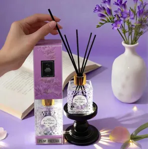 80ml Duftstäbchen Set Birne Freesie Raumduft mit Rattanstäbchen und edlem Glasflakon