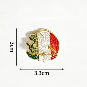 Detailansicht der mexikanischen Adler-Emaille-Nadel mit 3,3 cm x 3 cm Abmessungen