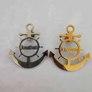 Nautical Anchor Rudder Stainless Steel Brooch Pin For Men Women Polished Hollow Design Suit Coat Corsage Jewelry Accessories
