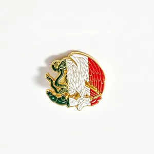 Exquisites mexikanisches Staatswappen Metall Emaille Pin Abzeichen mit Adler und Schlange