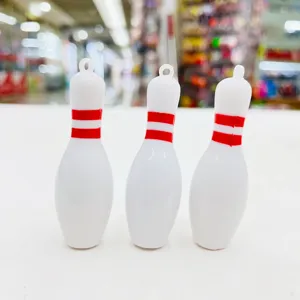 Creatieve mini bowling kegel sleutelhanger hangers van duurzaam wit ABS materiaal