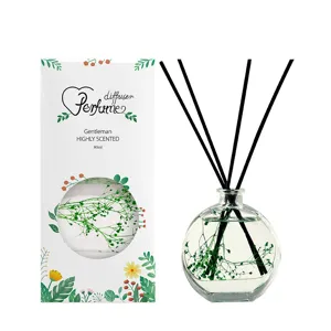 80ml reed diffuser set with green dried flowers and elegant floral packaging box