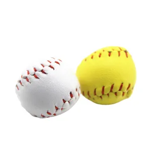Pair of miniature soft baseball and softball keychain pendants in white and yellow
