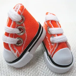Miniature 3.5cm orange canvas high-top doll shoes for Barbie or keychain accessories