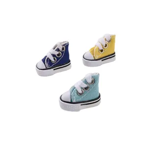 Colorful 3.5cm mini canvas sneakers for doll accessories and handmade keychains