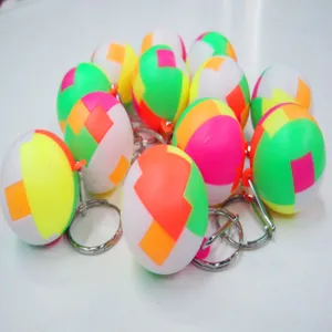 Detailed view of 2.5cm colorful plastic puzzle ball keychains for kids educational gifts