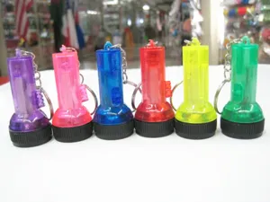 Bunte Mini-LED-Taschenlampen-Schlüsselanhänger aus transparentem Kunststoff, 6er-Set