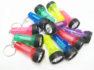 Gruppe bunter Mini-LED-Taschenlampen-Schlüsselanhänger in verschiedenen Farben