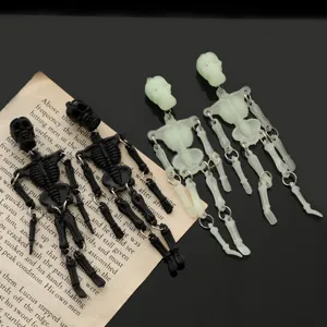 Colgante de Calavera de Esqueleto Luminoso Articulaciones Móviles Halloween Cabeza de Fantasma Llavero Accesorio DIY Gótico Punk
