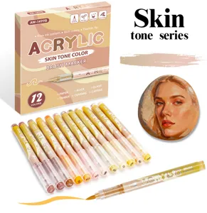 12-color skin tone acrylic marker set for drawing, DIY art, painting on multiple surfaces.