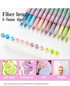 Macaron acrylic marker pens set 1-5mm soft brush tips waterproof DIY art painting pens