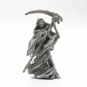 Detailed Grim Reaper figurine keychain with scythe for Halloween decor.