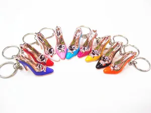 Vielfältige farbenfrohe Mini-High-Heel-Schuh-Schlüsselanhänger mit schicker Metallisierung