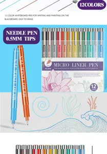 Buntstift Set Fineliner 12 Farben 0.5mm wasserfeste Stifte für Zeichnen Skizze Kunst Illustration