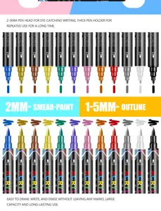 Doppelseitiges Acrylmarker-Set mit feinen und Pinselspitzen für professionelle Kunst.