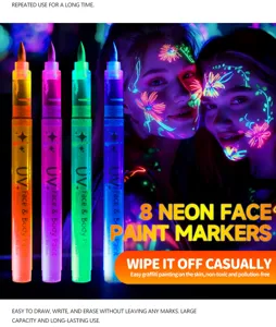 Pennarelli professionali UV neon per viso e corpo, trucco fluorescente per feste ed eventi serali