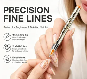 Detailed view of a 0.5mm fine tip nail art graffiti pen for intricate designs.
