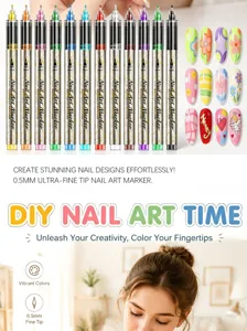 0.5mm ultra-fine tip nail art markers for DIY manicure drawing and graffiti designs