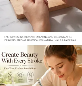 Detail of a 0.5mm fine tip nail art marker with vibrant colors for precise drawing