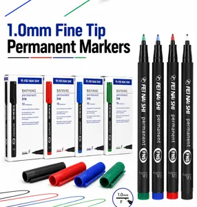 Detaillierte Ansicht von 1,0 mm Permanentmarkern mit feiner Spitze und farbiger Verpackung
