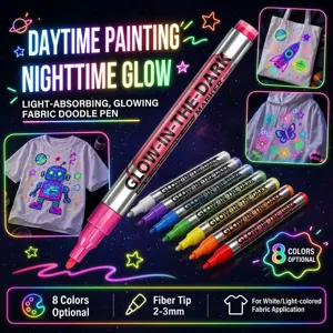 Juego de 8 rotuladores textiles fluorescentes para crear camisetas y zapatos DIY